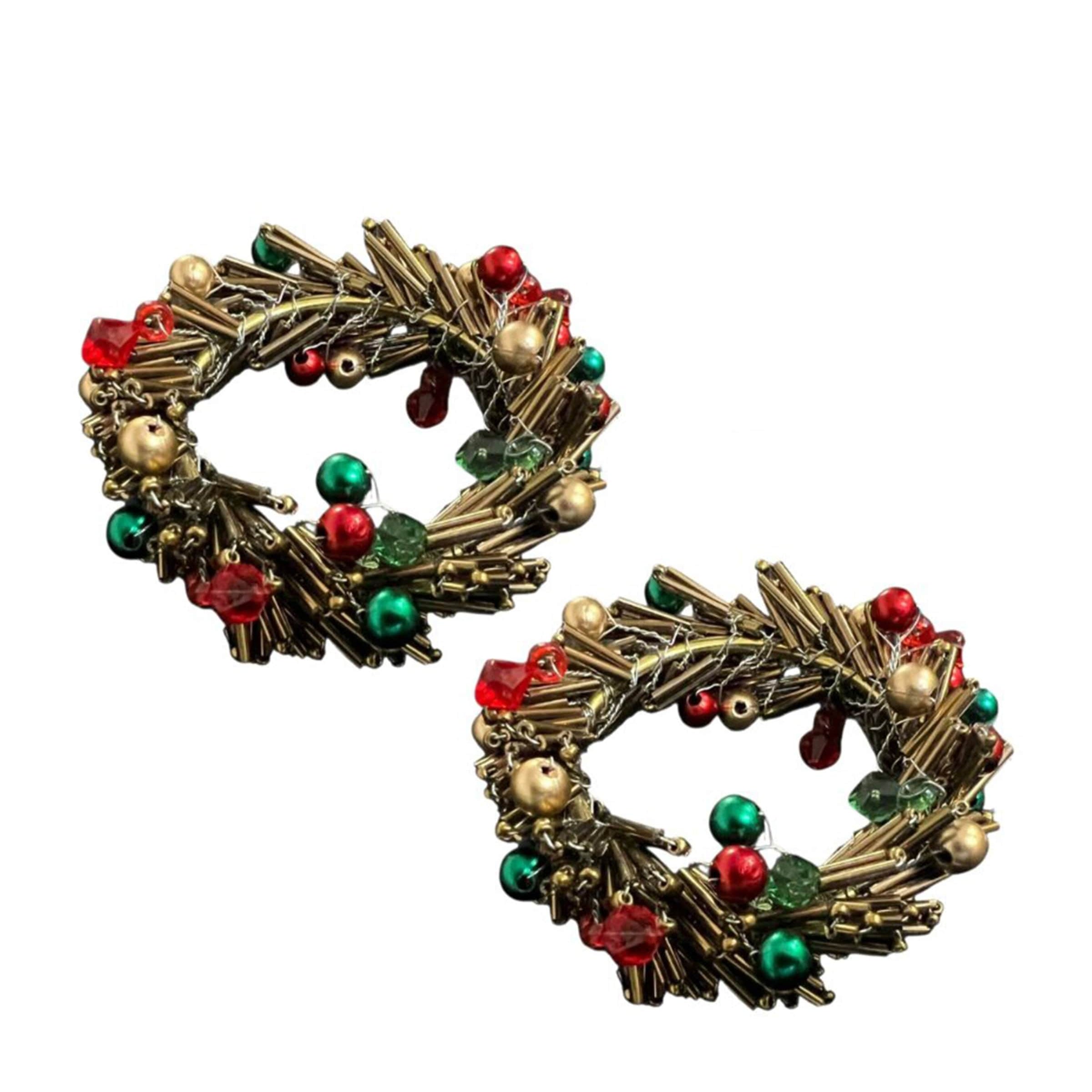 Beaded Christmas Napkin Rings (Set of 2)