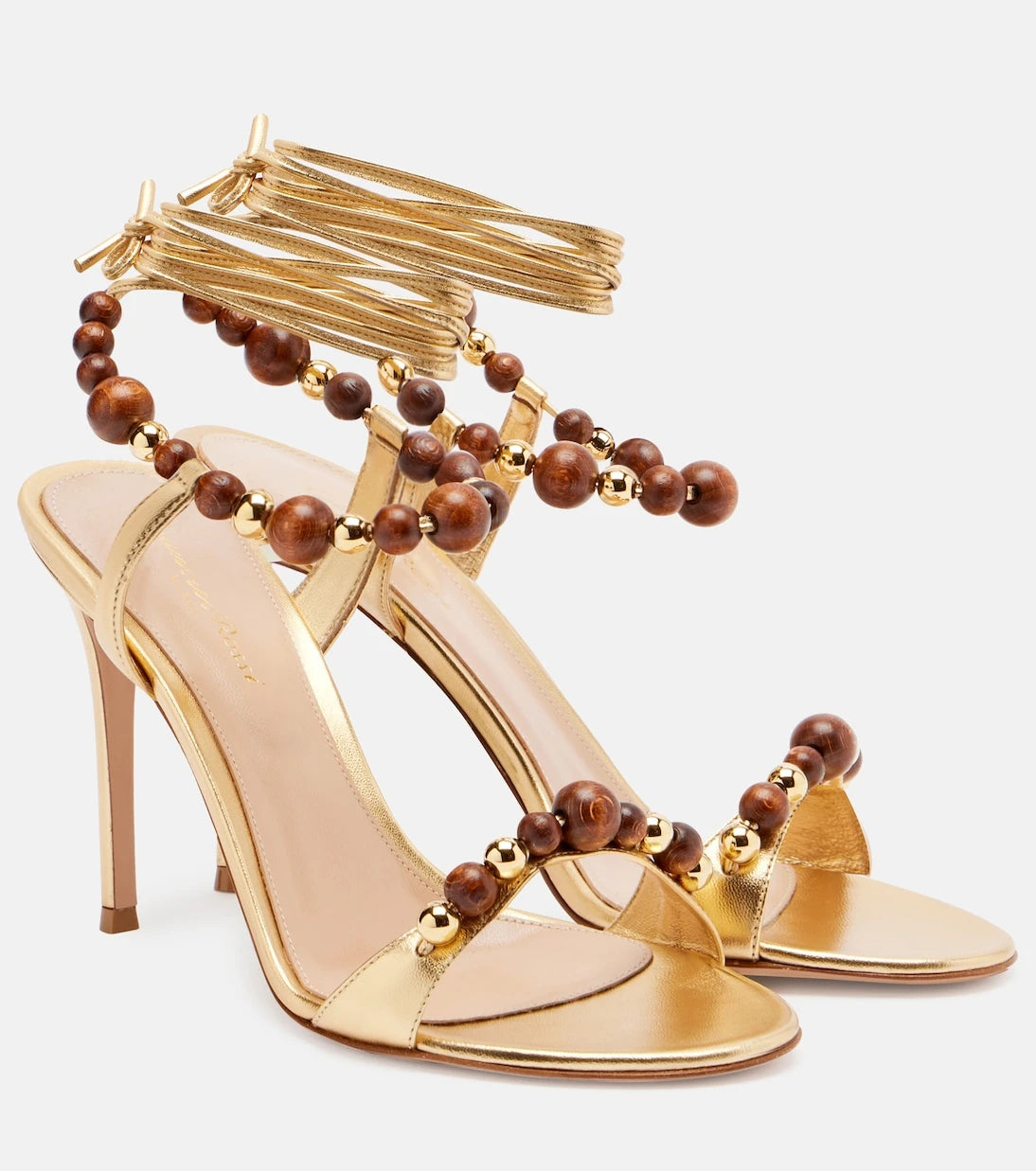 Gianvito Rossi - Embellished metallic leather slingback sandals
