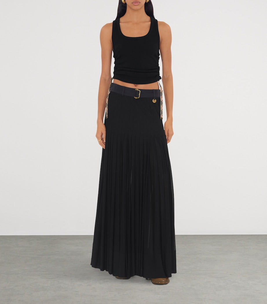 Burberry Black Pleated Maxi Skirt