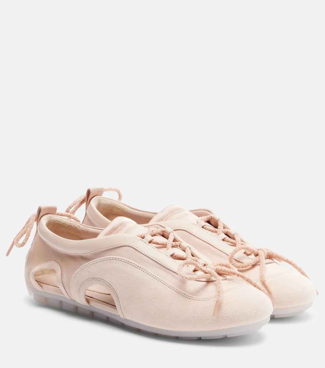 Simone Rocha - Cutout suede-trimmed satin sneakers