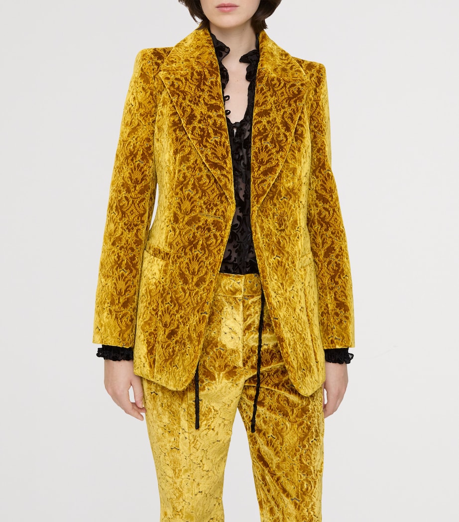 Burberry Yellow Velvet Jacquard Blazer