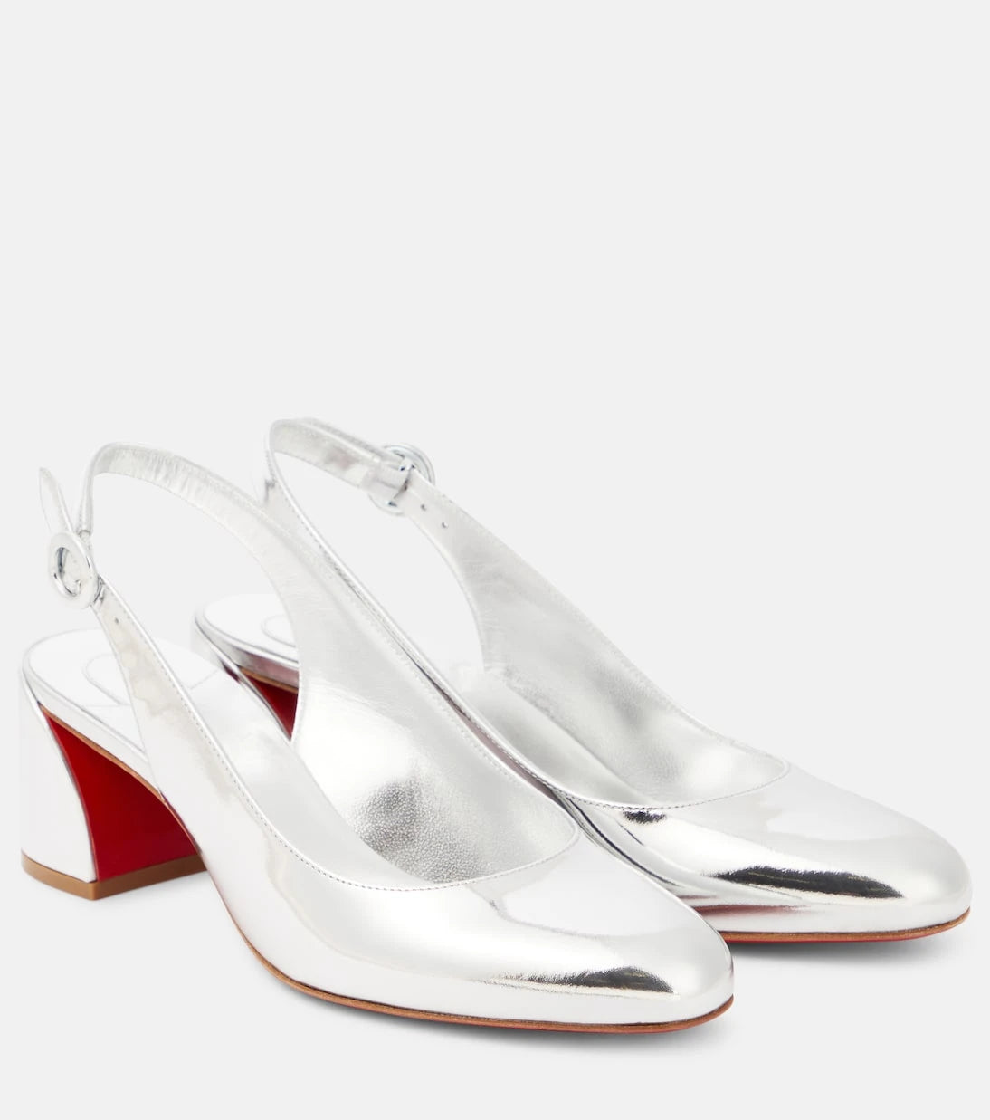 Christian Louboutin - حذاء So Jane Sling بكعب عالٍ ومفتوح من الخلف من الجلد الميتاليك