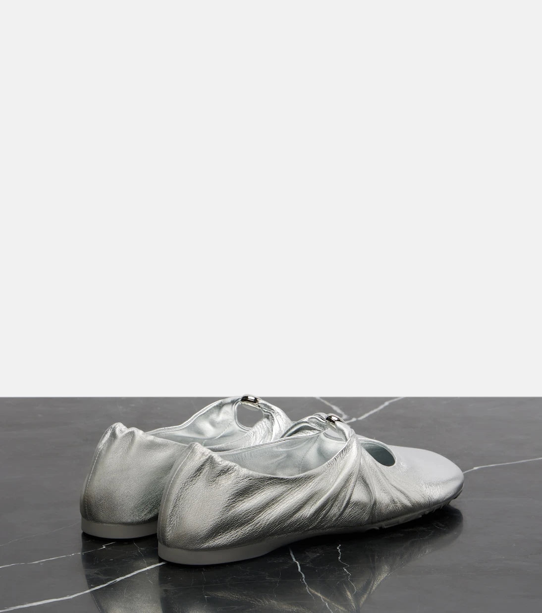 Loewe - Pebble Soft metallic leather Mary Jane flats
