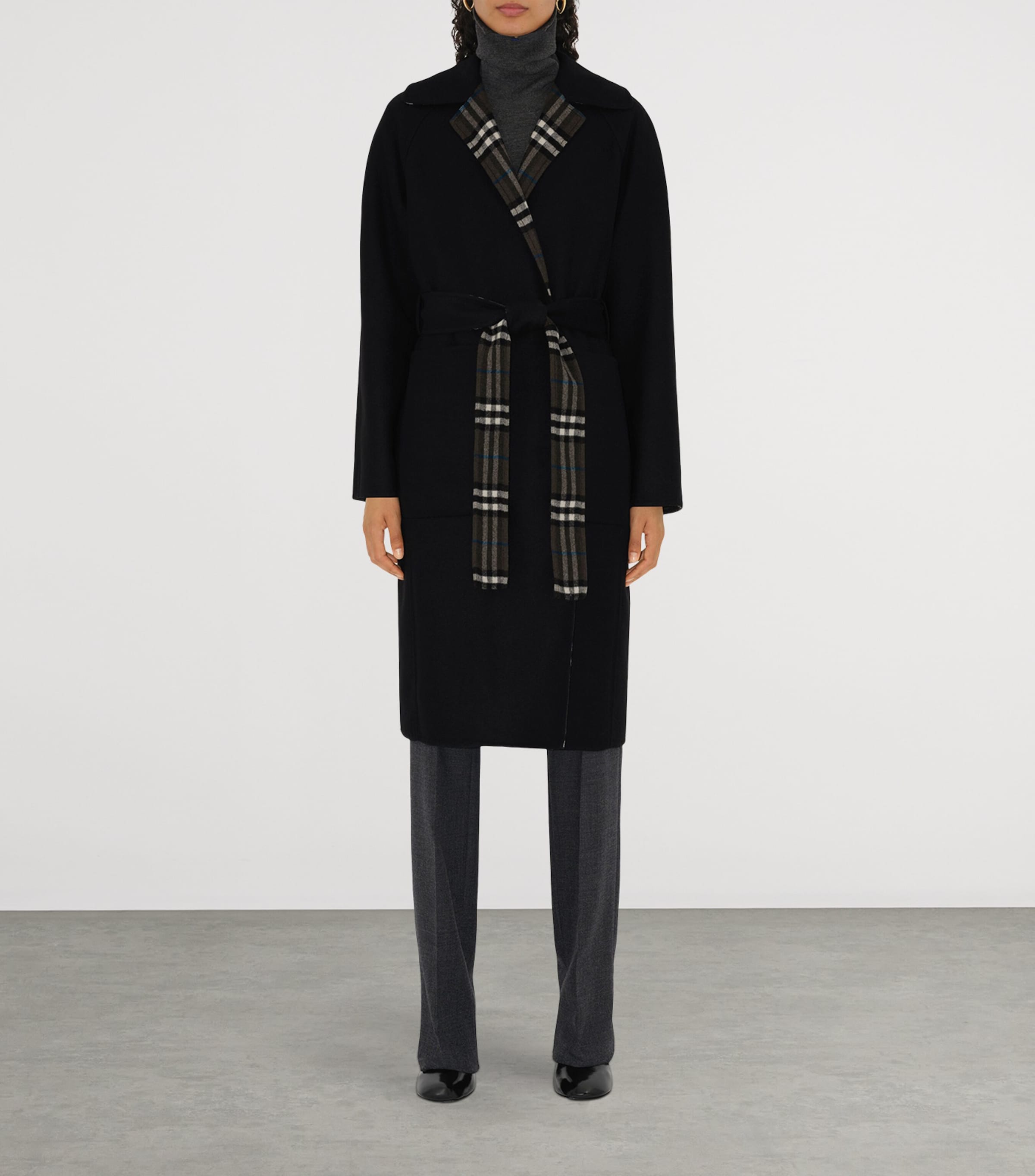 Burberry Wool Reversible Hooded Wrap Coat