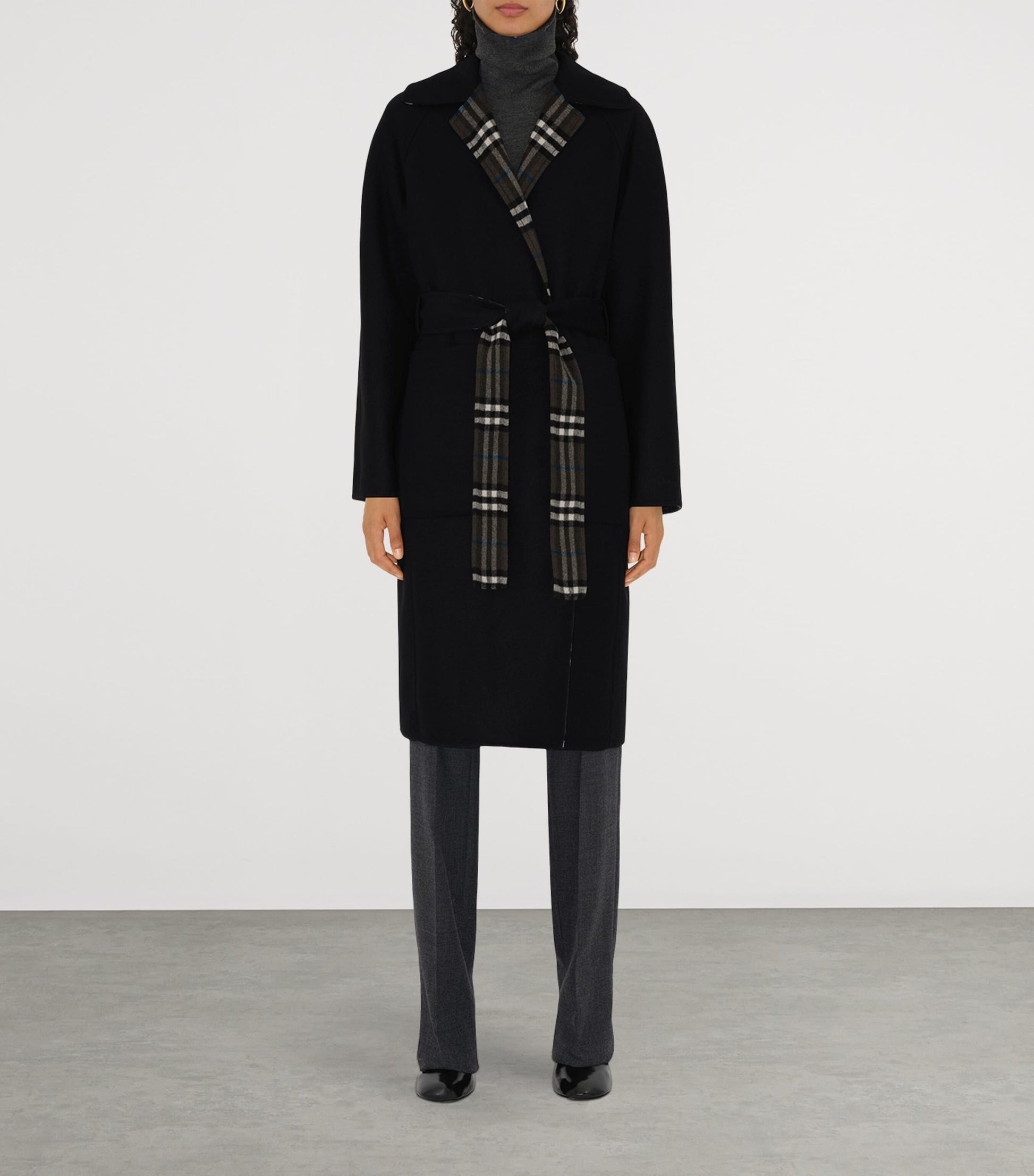 Burberry Wool Reversible Hooded Wrap Coat