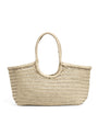 Ivory Large Leather Woven Nantucket Tote Bag