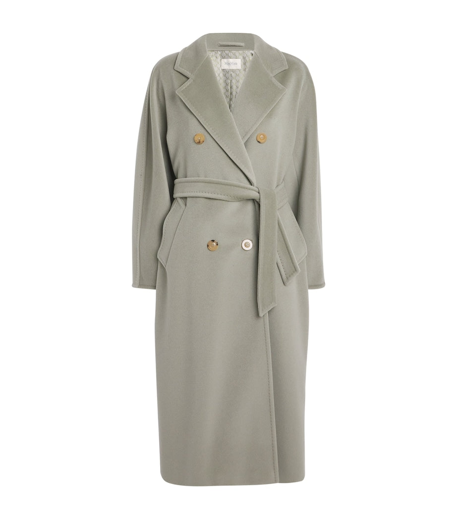 Green Wool Double-Breasted Trench Coat