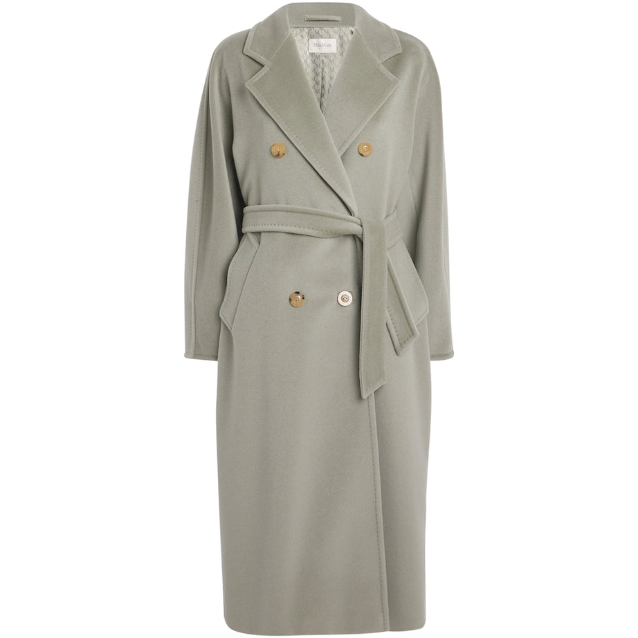 Green Wool Double-Breasted Trench Coat