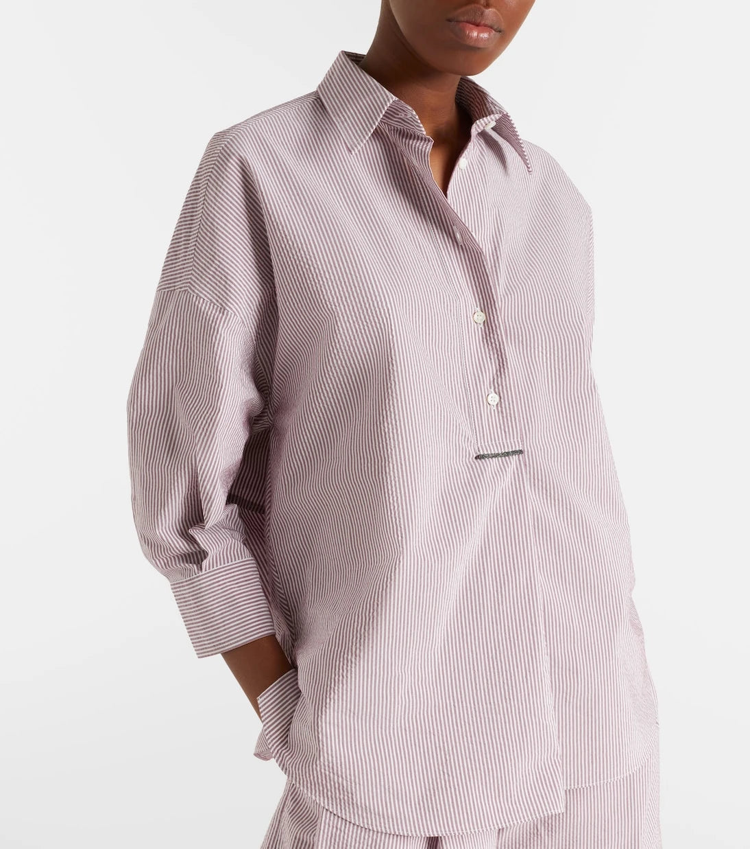 Brunello Cucinelli - Striped cotton-blend shirt