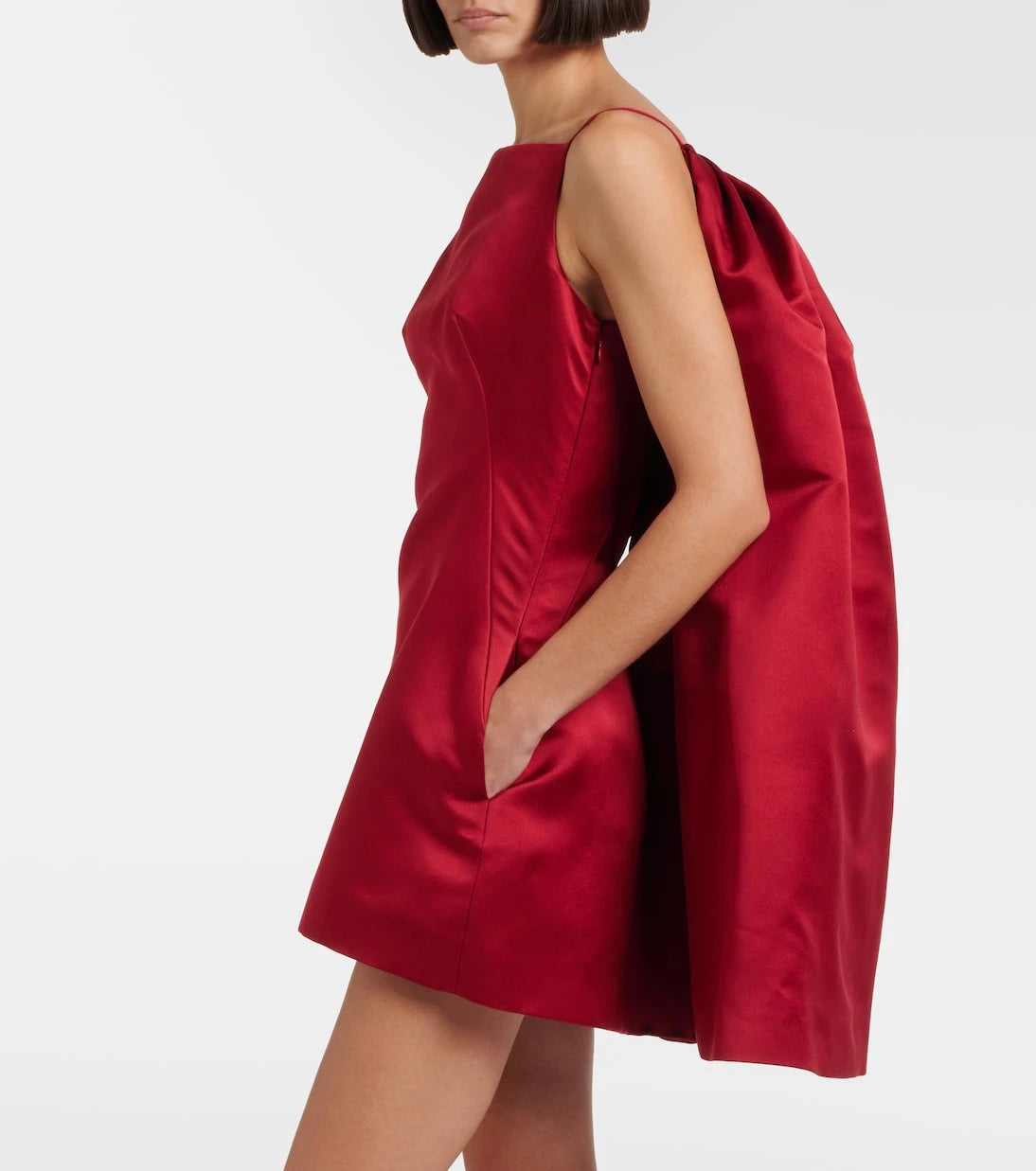 Givenchy - Sliced caped silk duchess satin minidress