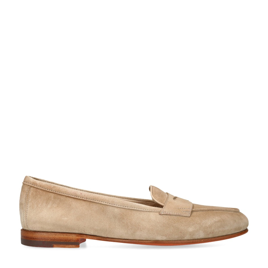 Santoni Beige Suede Carla Loafers