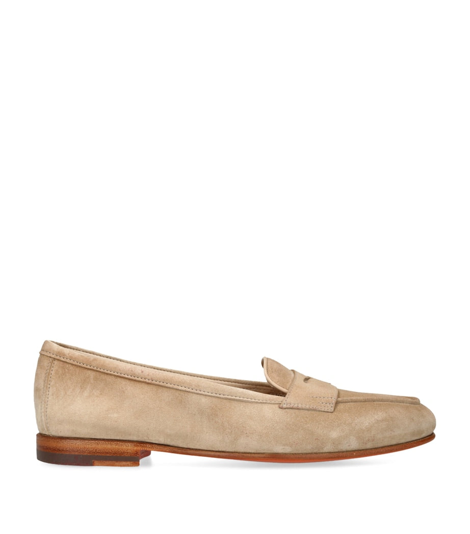 Santoni Beige Suede Carla Loafers