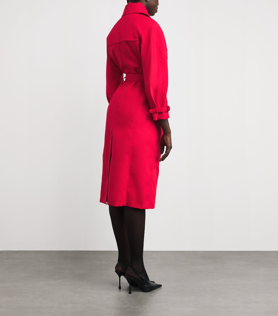 Red Cotton-Blend Trench Coat