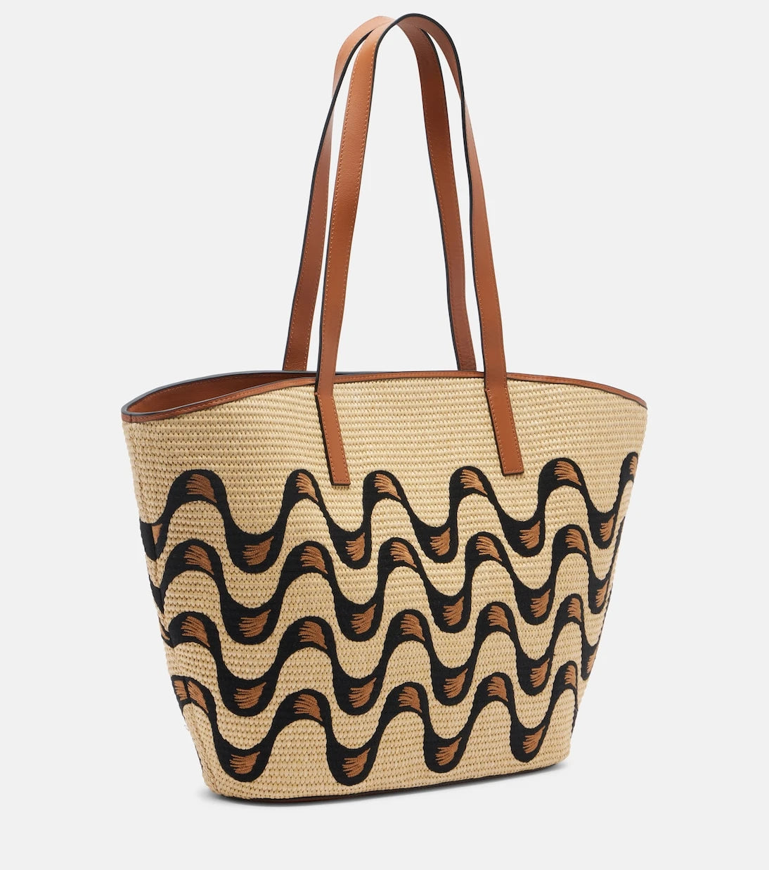 Farm Rio - Basket Large leather-trimmed tote bag