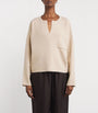 Max Mara Beige Wool-Cashmere V-Neck Sweater