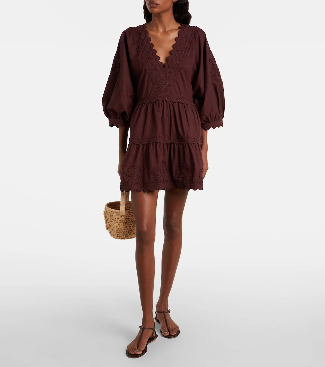 Juliet Dunn - Scalloped cotton poplin minidress