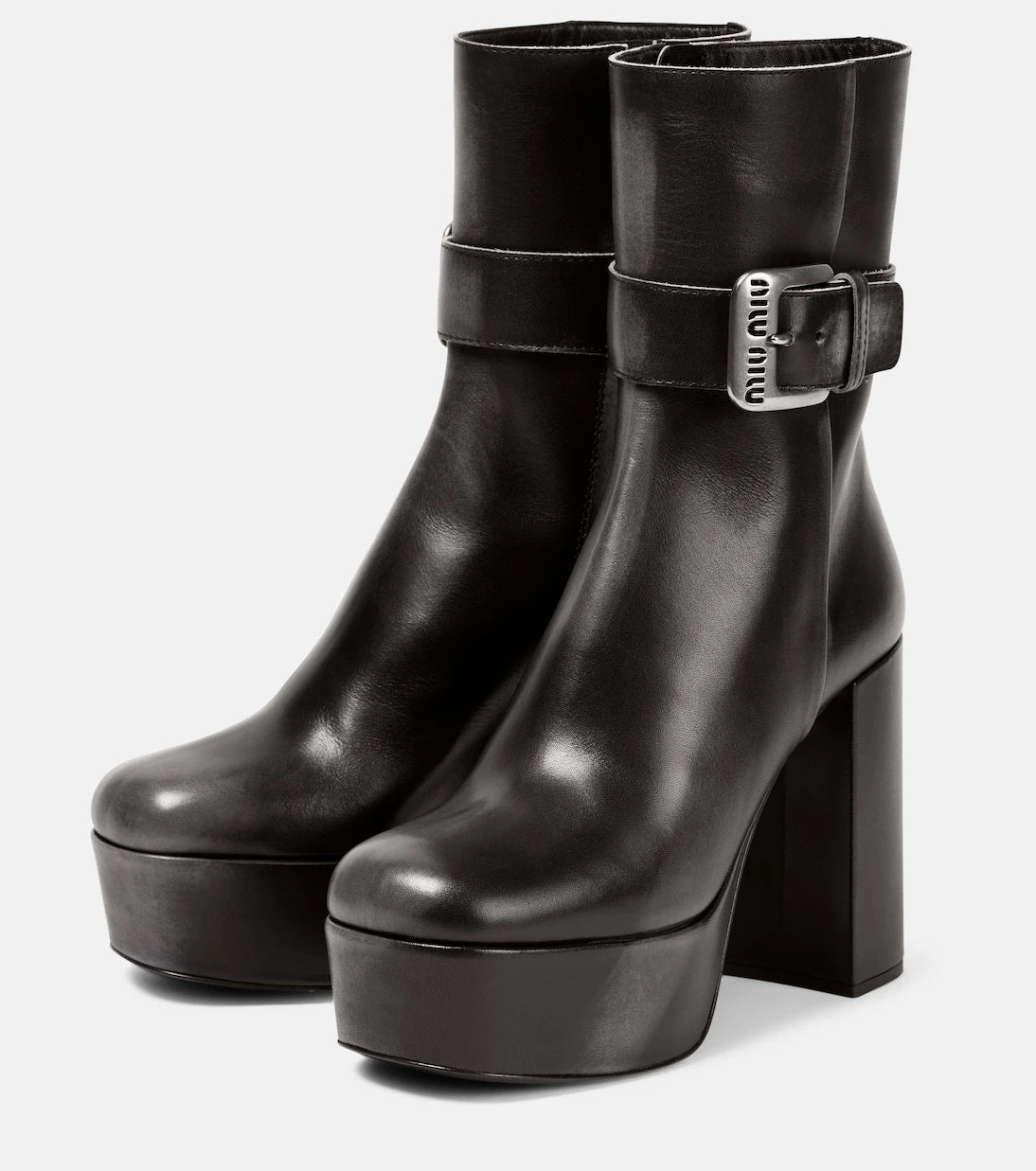 Miu Miu - Platform leather ankle boots