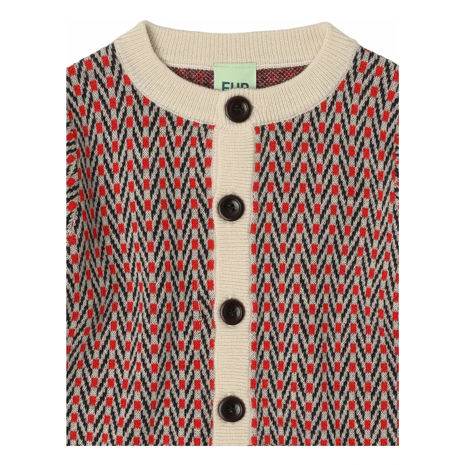FUB - Merino Wool Chevron Cardigan | Ecru