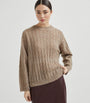 Brunello Cucinelli Brown Mohair-Blend Dazzling Hooded Sweater