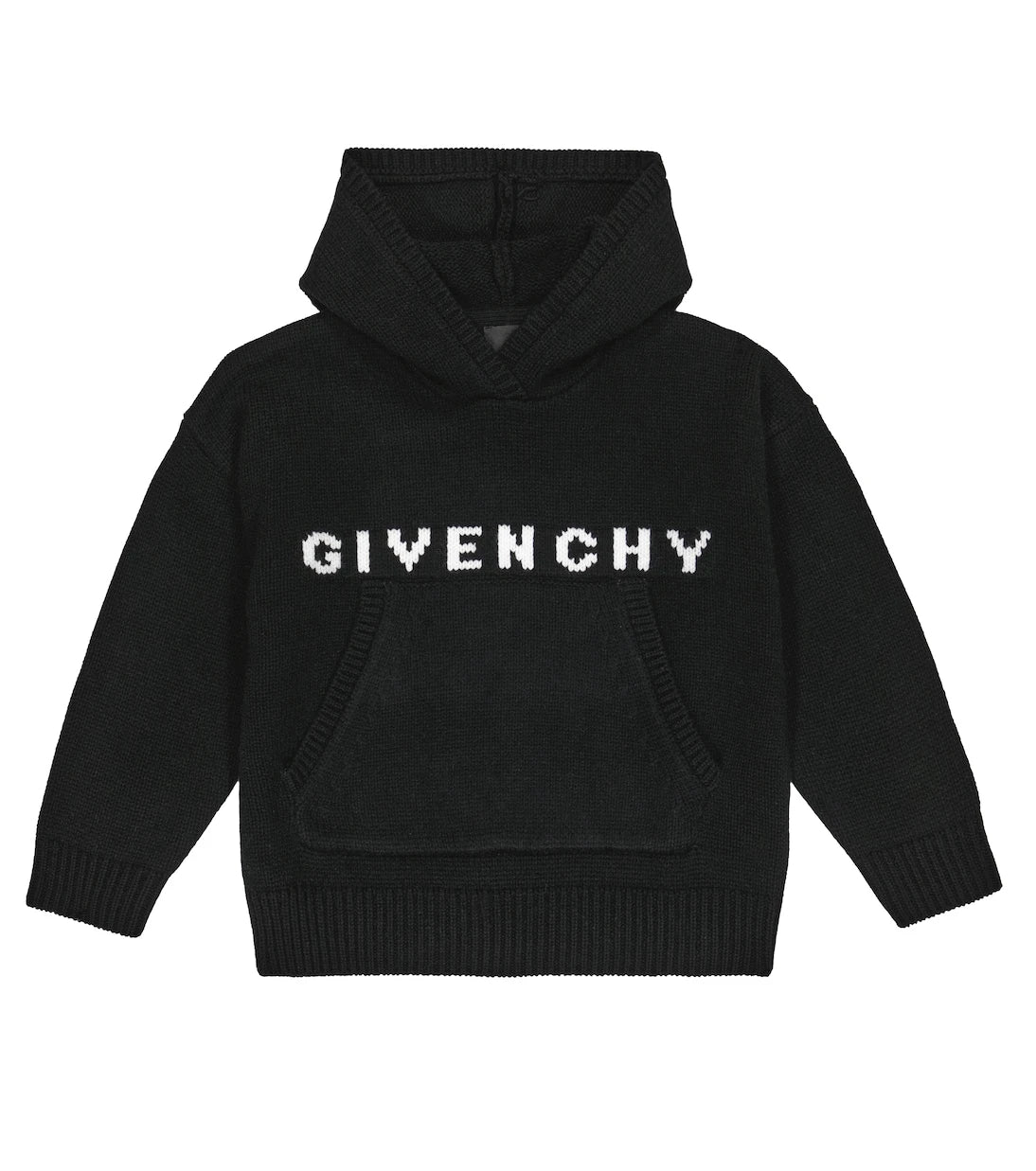 Givenchy Kids - سترة بغطاء رأس من الصوف والكشمير بشعار الماركة