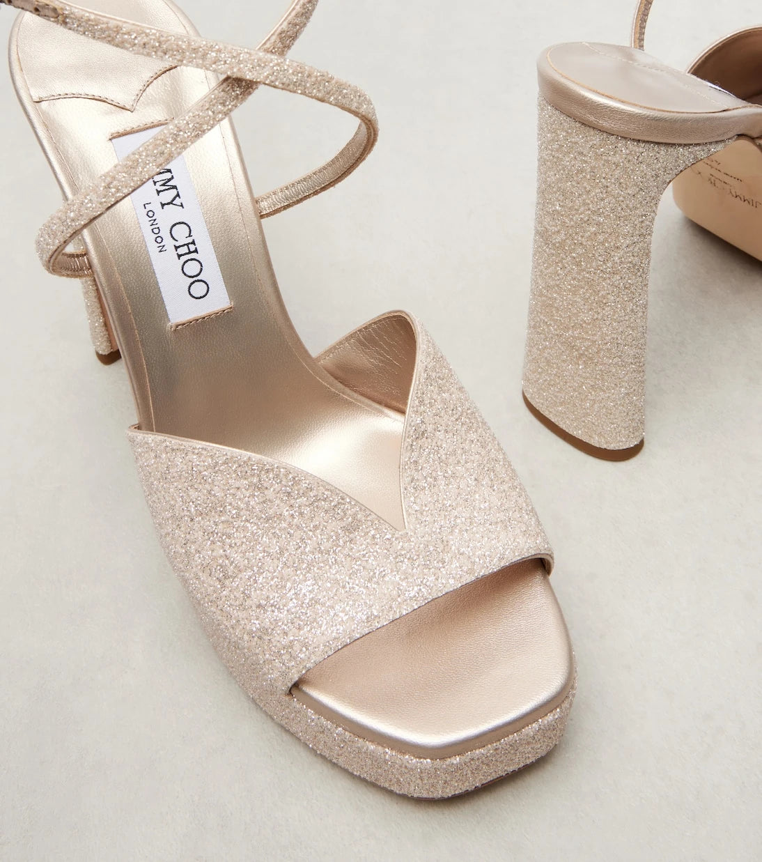 Jimmy Choo - صندل كارلي 125 بلاتفورم براق