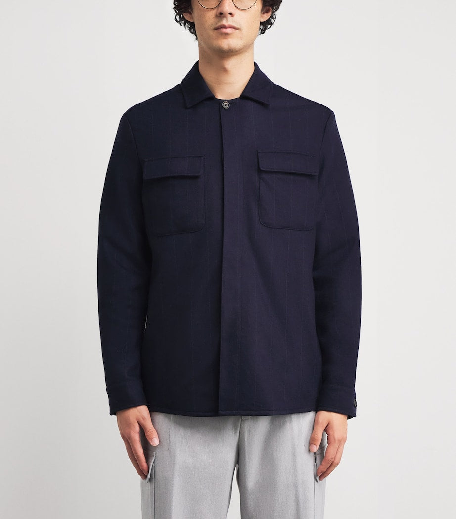 Blue Wool Stripe Overshirt