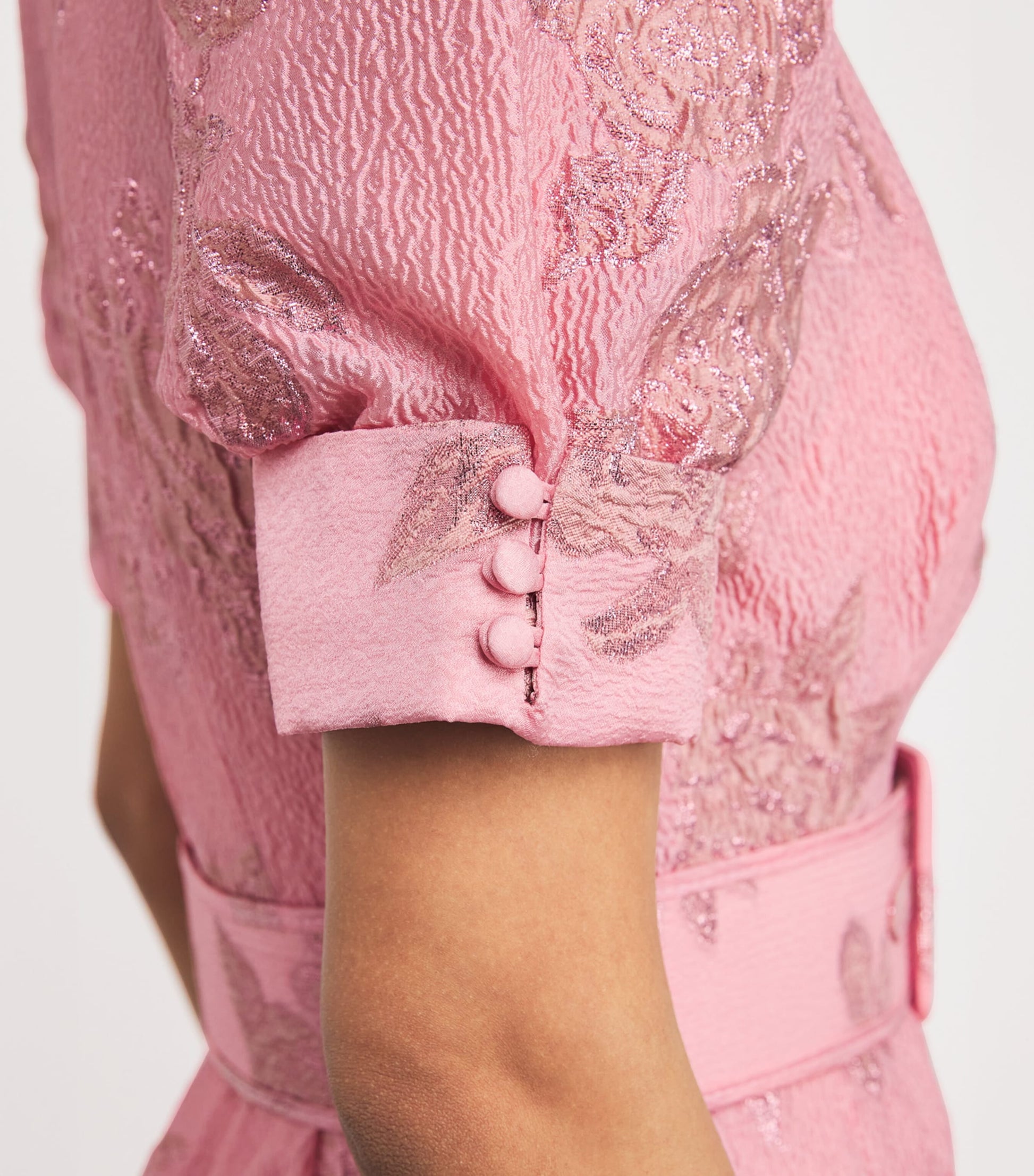 Pink Belted Annette Button Gown