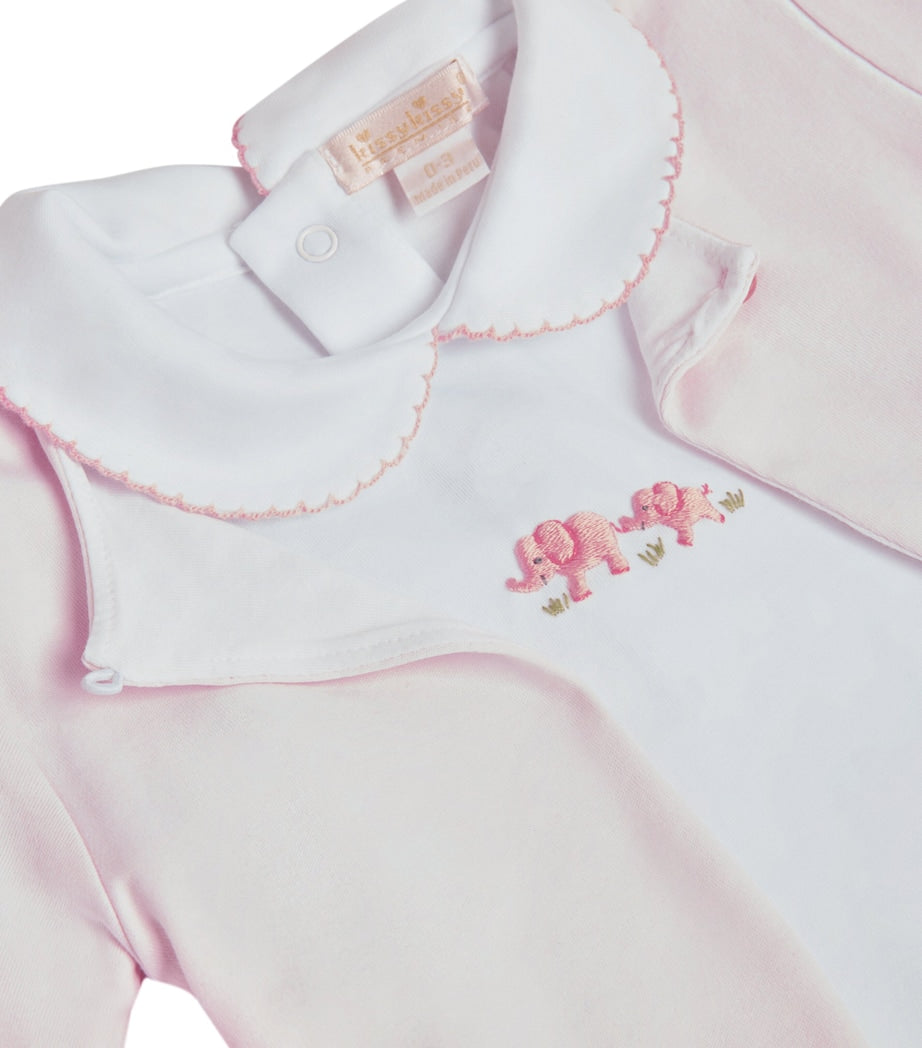 Pima Cotton Elephant Cardigan and All-In-One Set (Newborn - 6 Months)