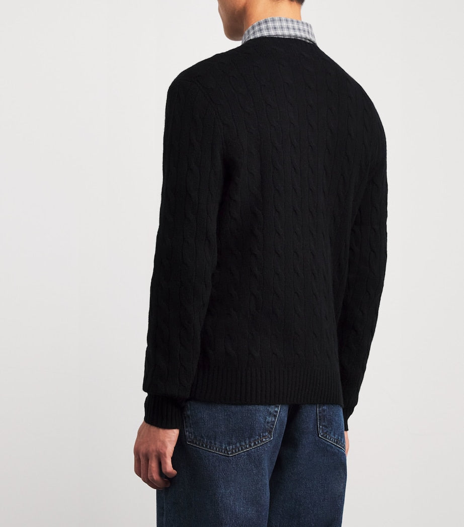 Polo Ralph Lauren Black Wool-Cashmere Cable-Knit Sweater