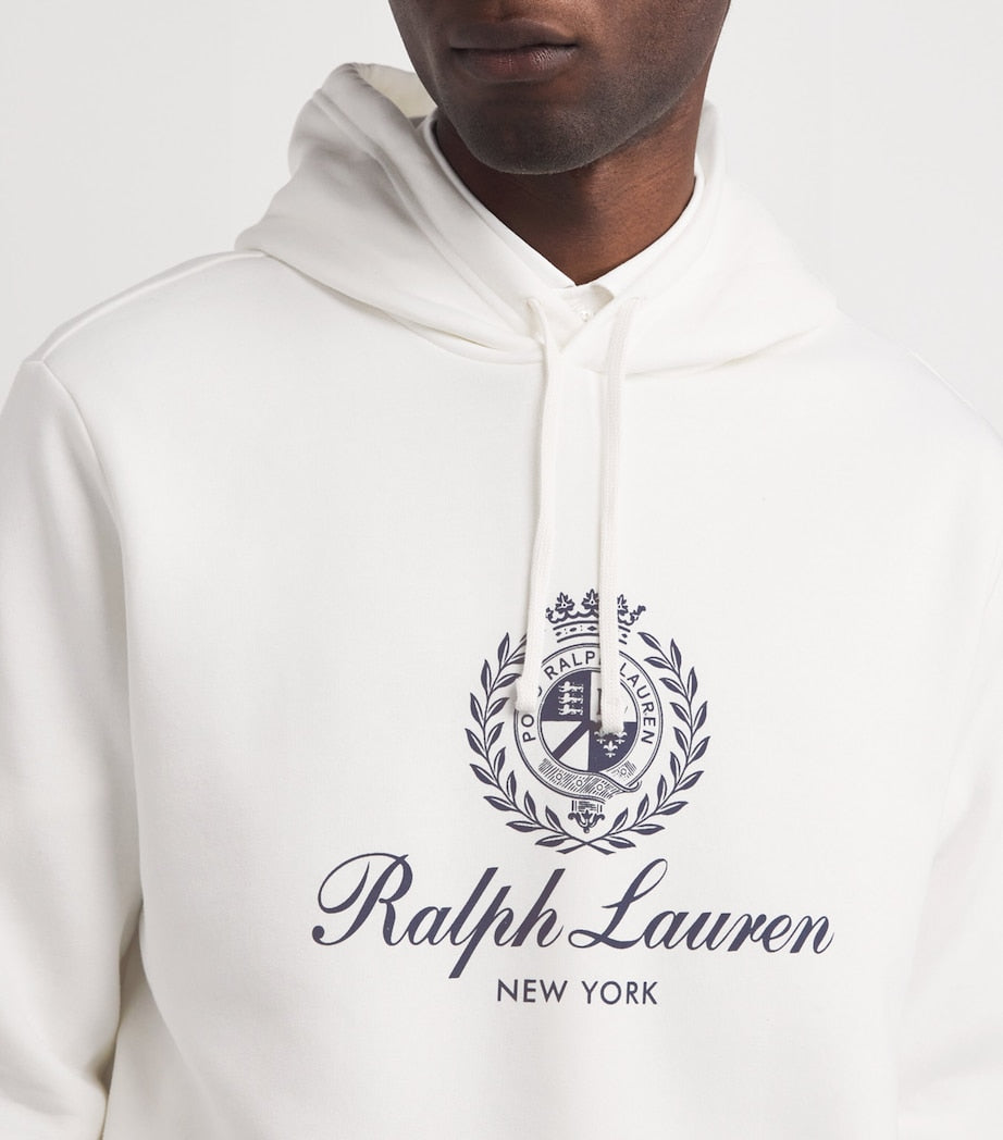 Polo Ralph Lauren White Cotton-Blend Polo Crest Hoodie