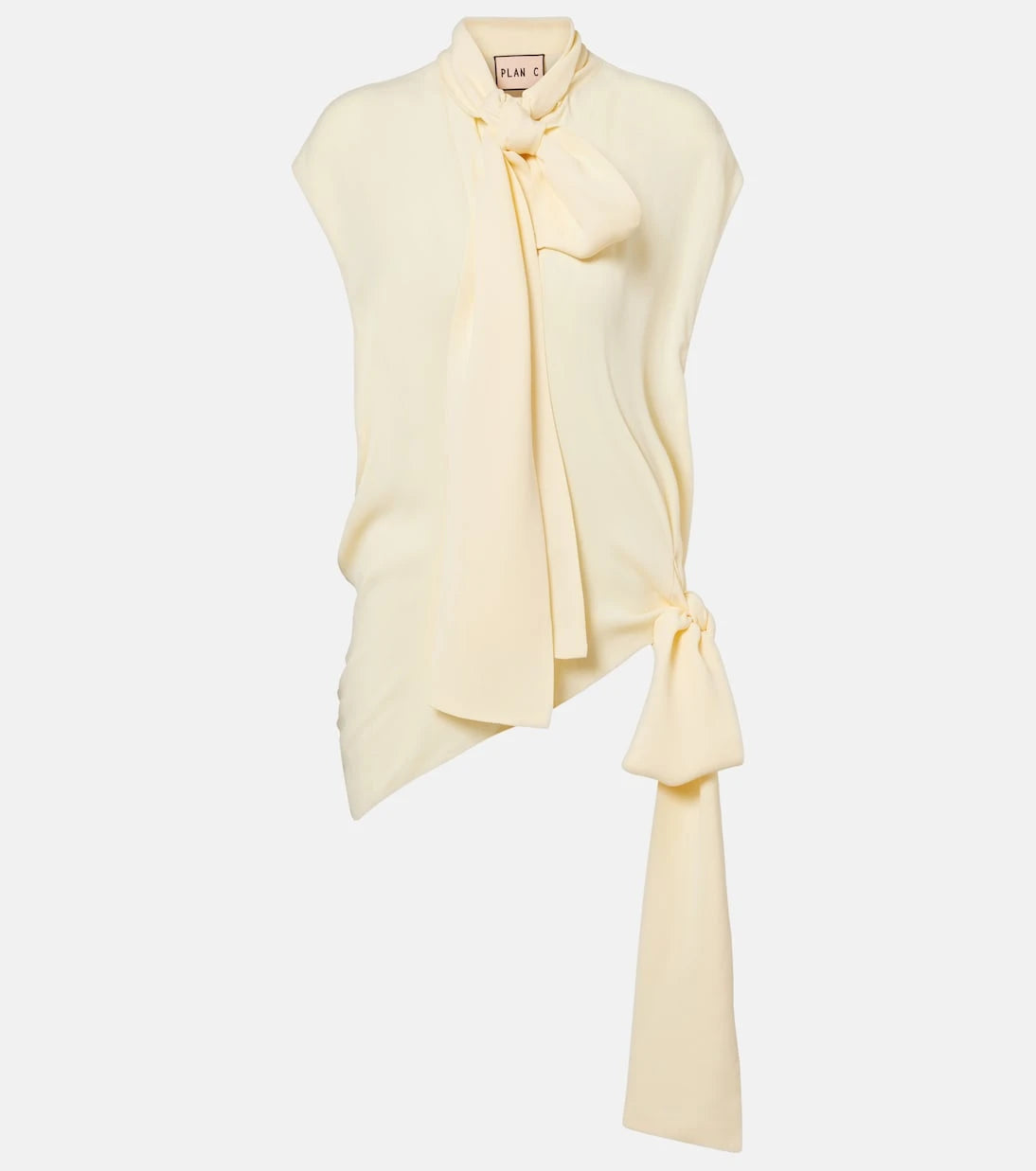 Plan C - Asymmetric tie-neck blouse