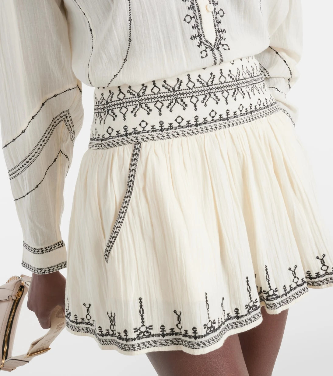Marant Etoile - Picadilia smocked cotton miniskirt