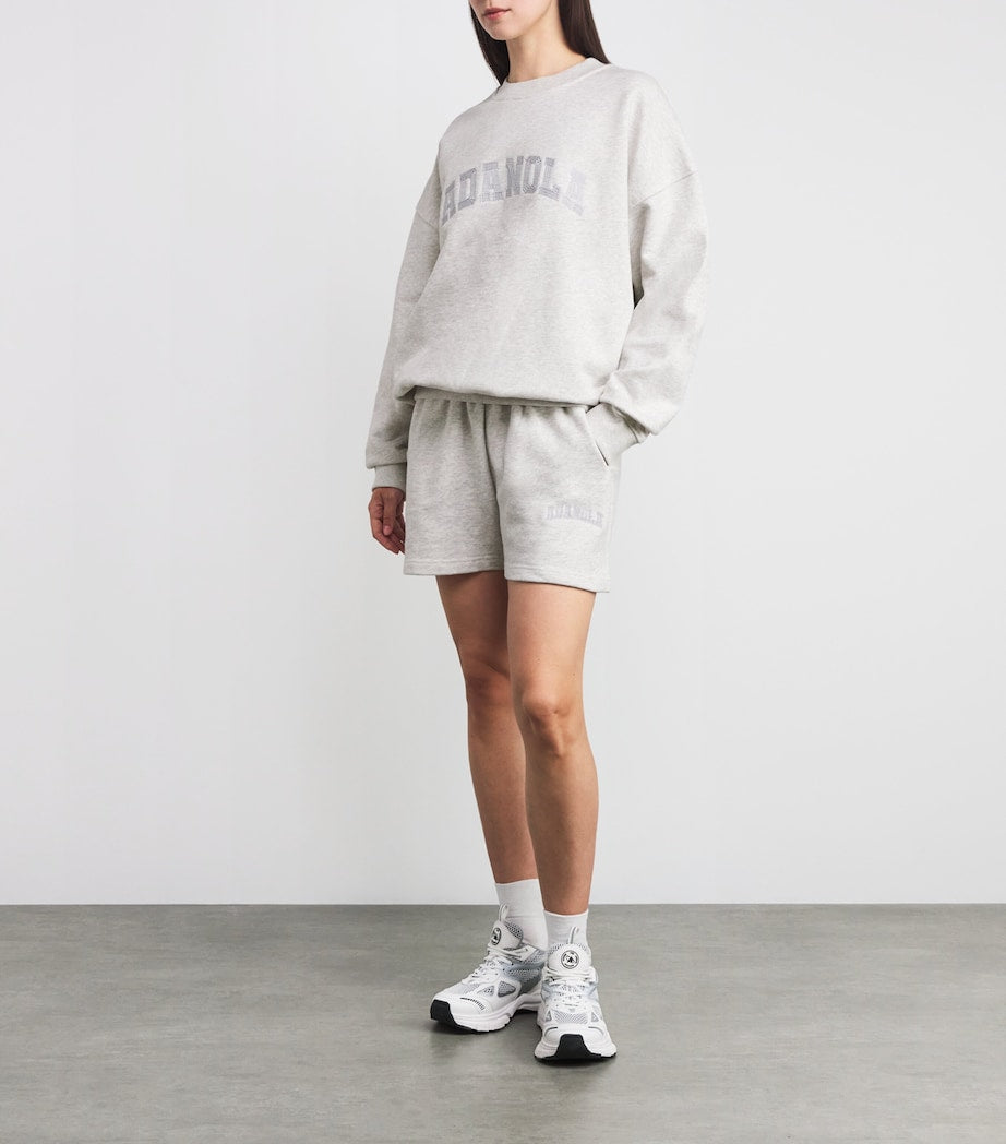 Adanola Grey Organic Cotton Varsity Chainstitch Sweatshirt