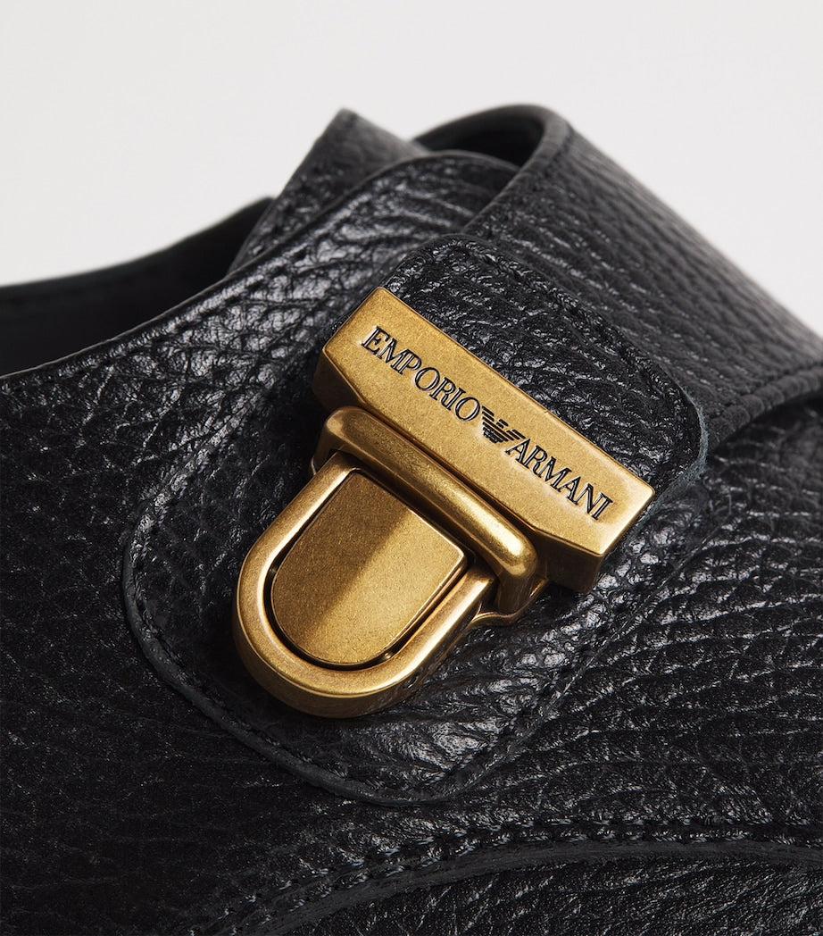 Pebbled Leather Monk-Strap Shoes