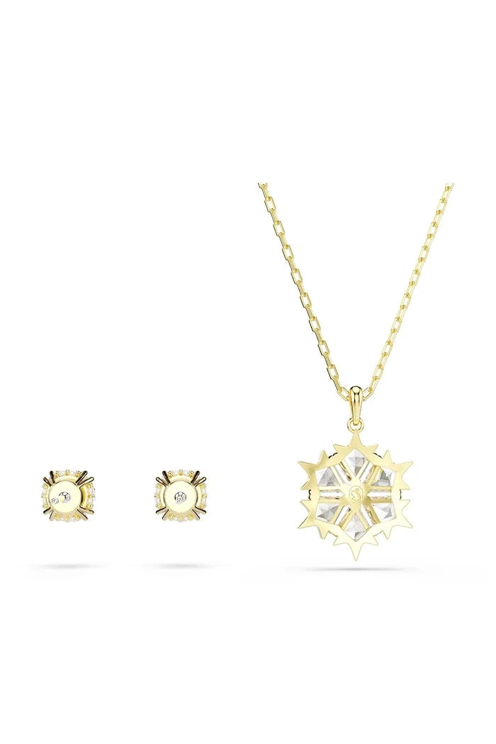 Swarovski kadın kolyesi ve küpeleri, altın kaplama model, MAGIC zirkonlu