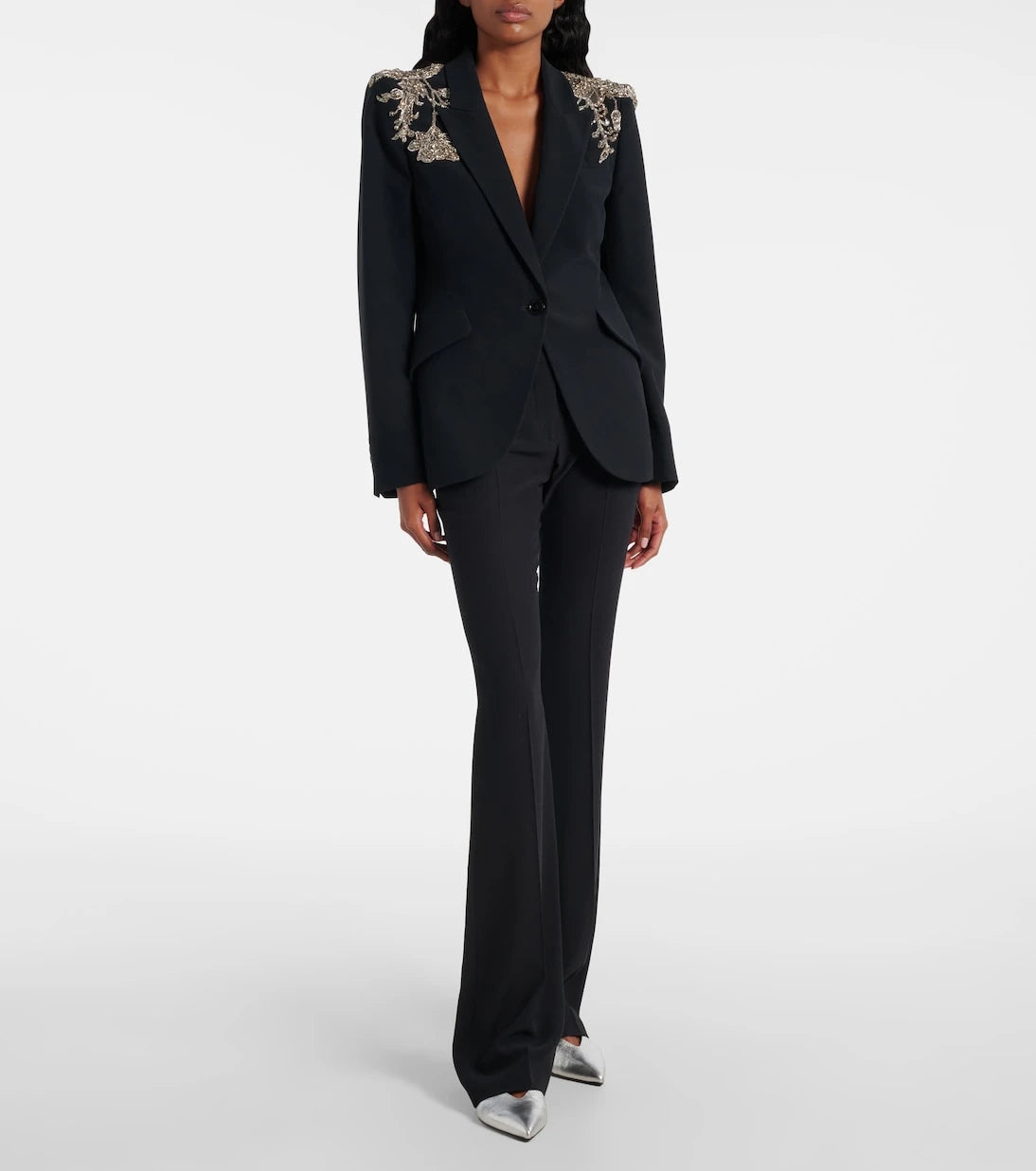 McQueen - Embellished crepe blazer