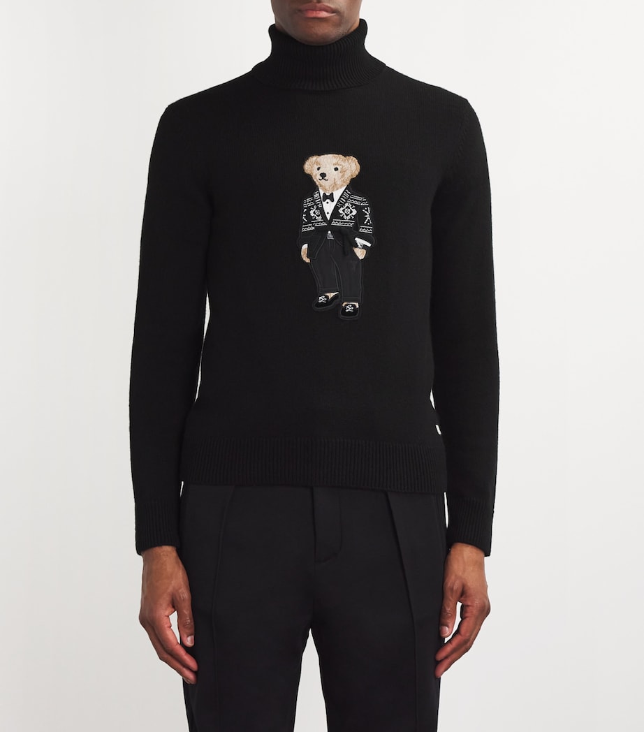 Ralph Lauren Purple Label Black Rollneck Polo Bear Sweater