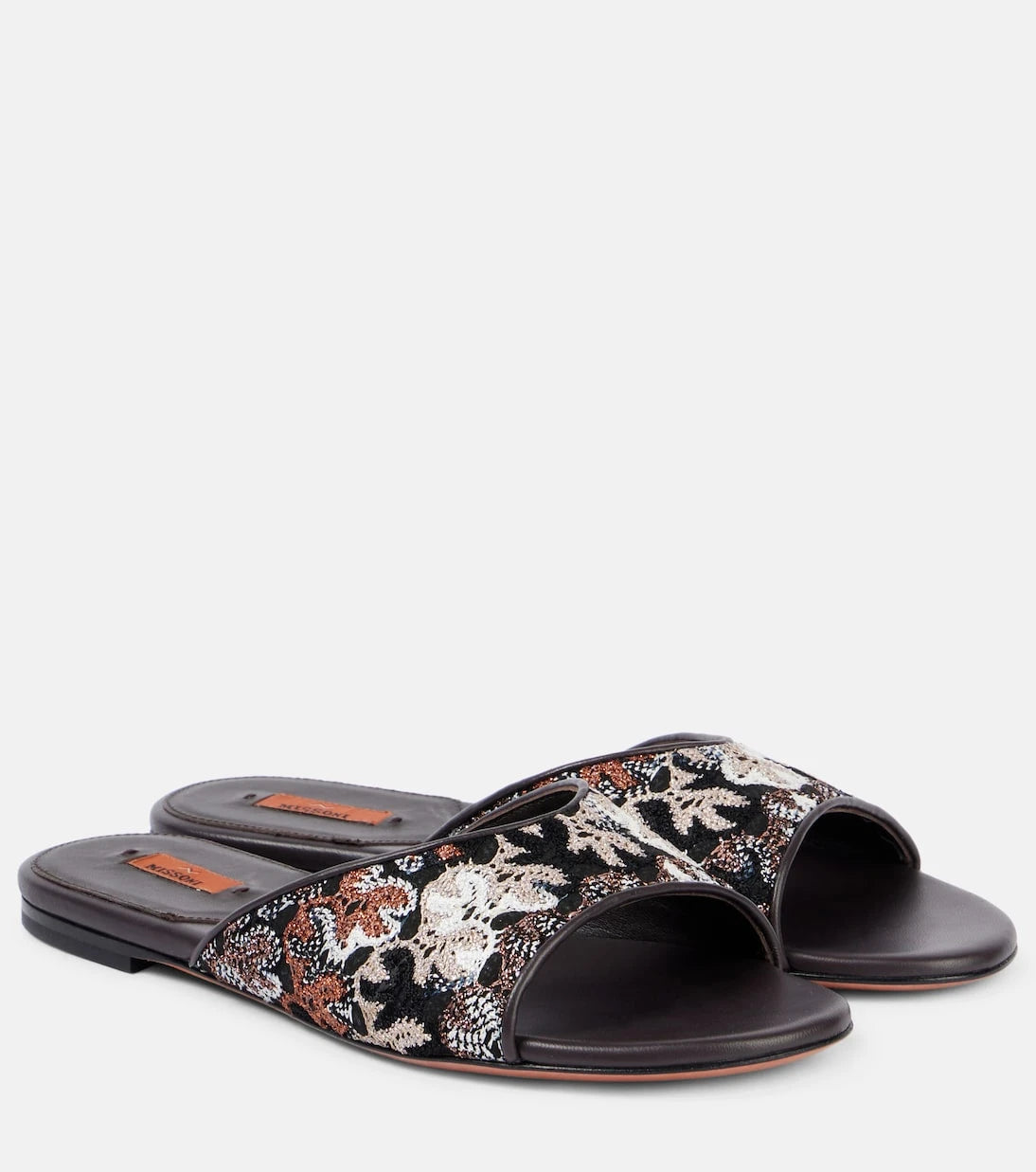 Missoni - Lamé leather mules