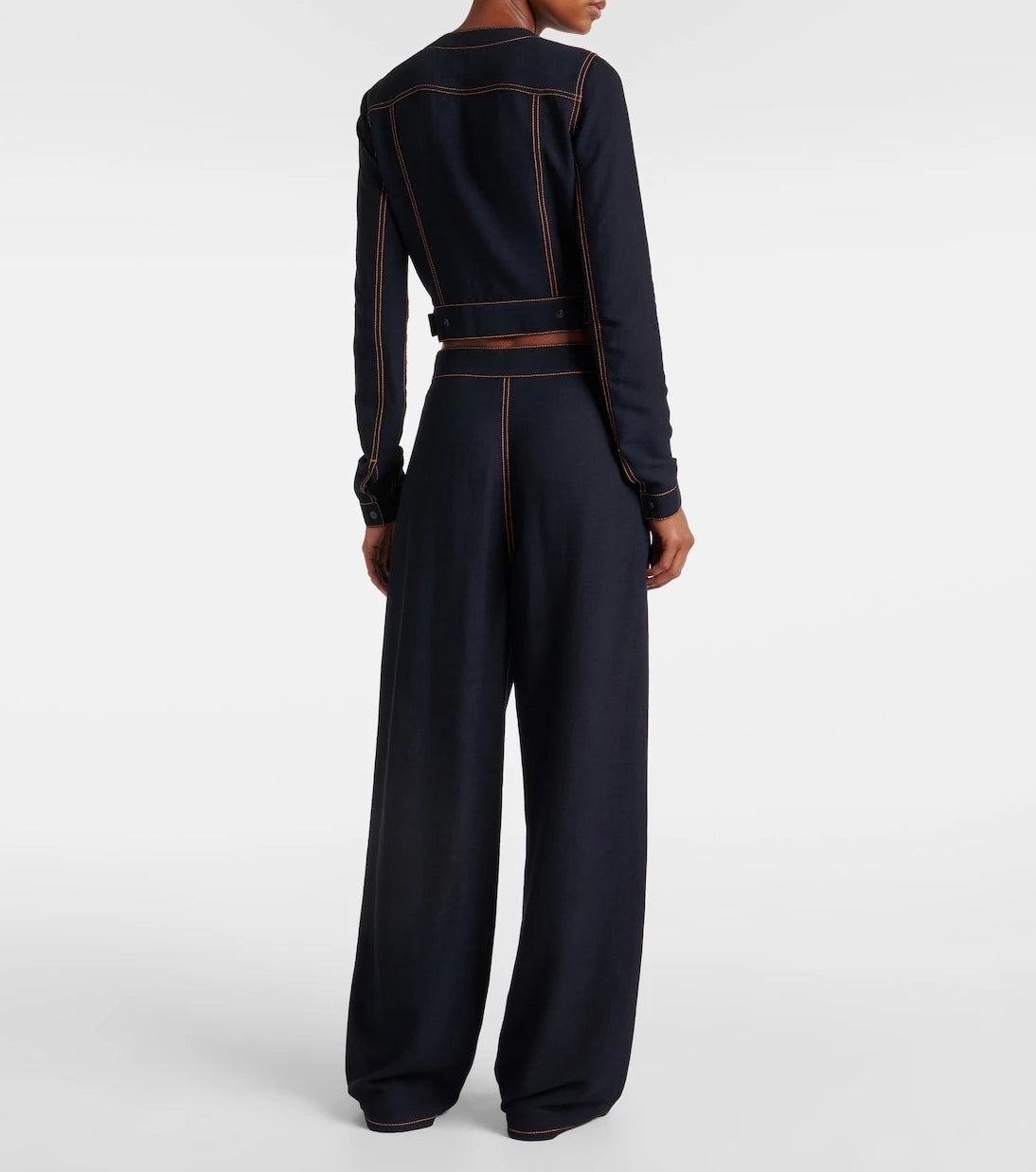 Alaïa - Tailored wool-blend georgette wide-leg pants