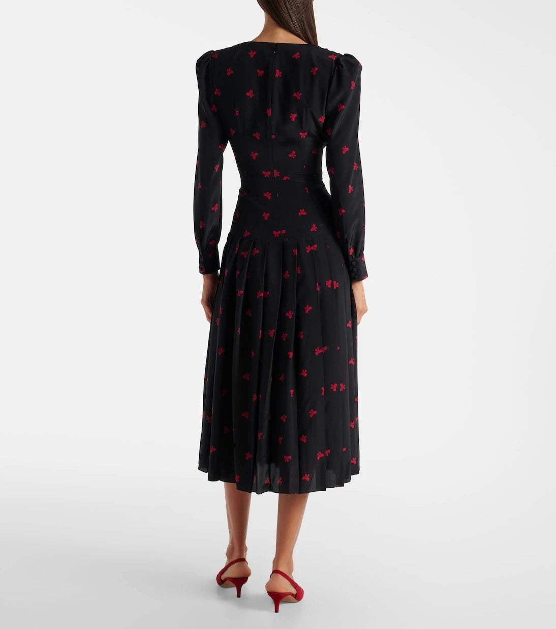 Alessandra Rich - Bow-detail printed silk midi dress