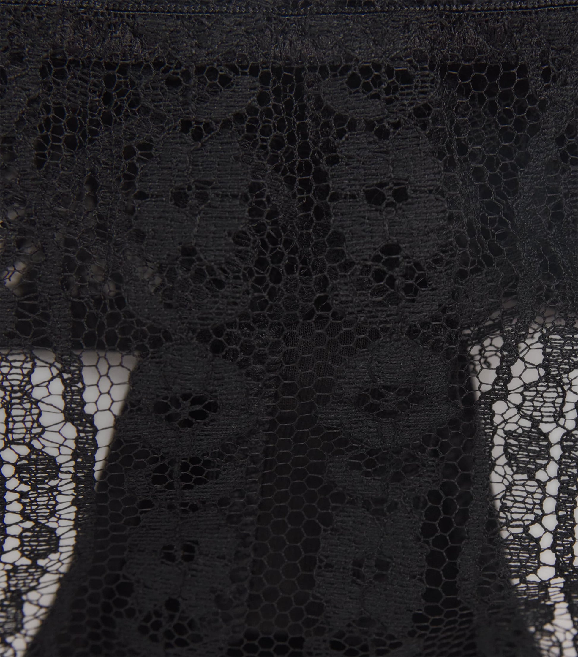 Coco De Mer Black Velvet-Lace Kiana Skirted Thong