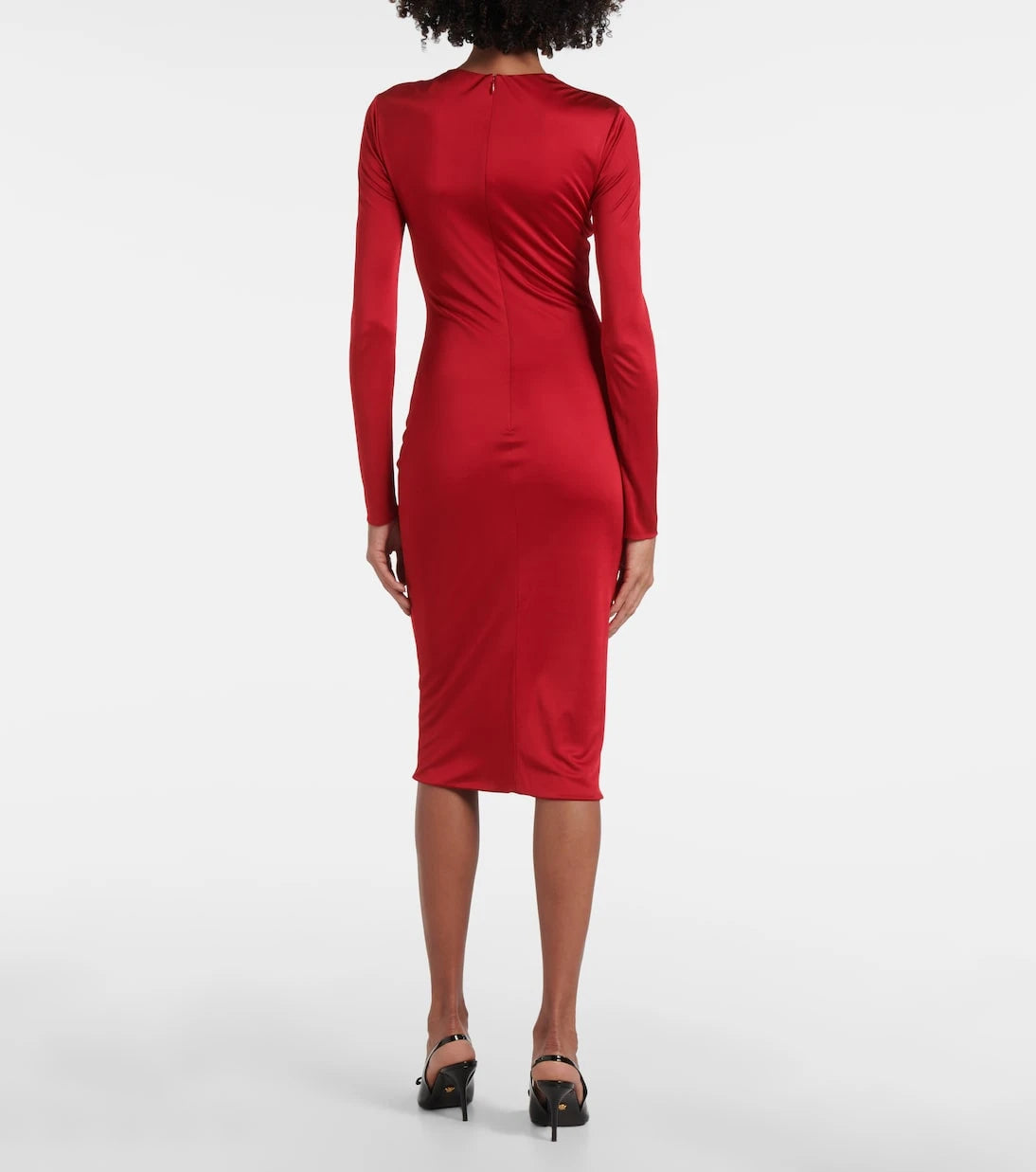 Versace - Safety Pin gathered jersey midi dress