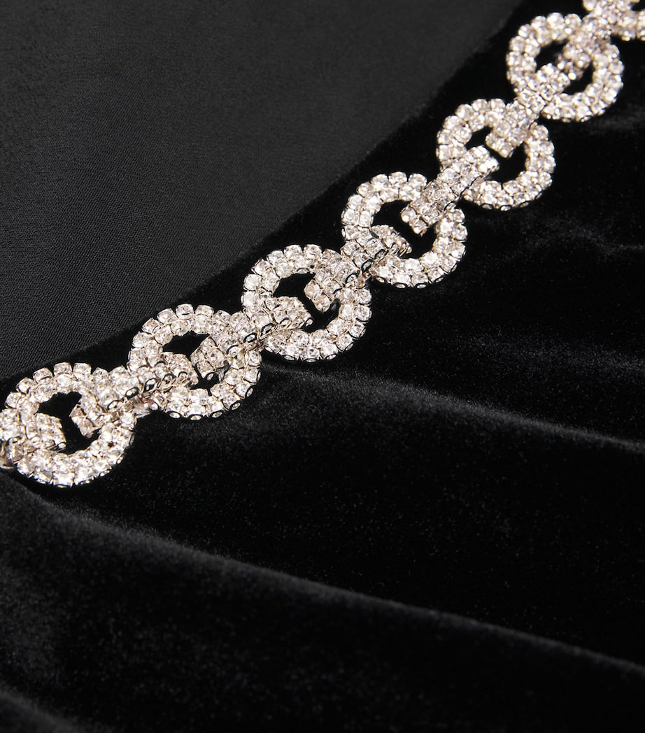 Self-Portrait Black Velvet Embellished Mini Dress