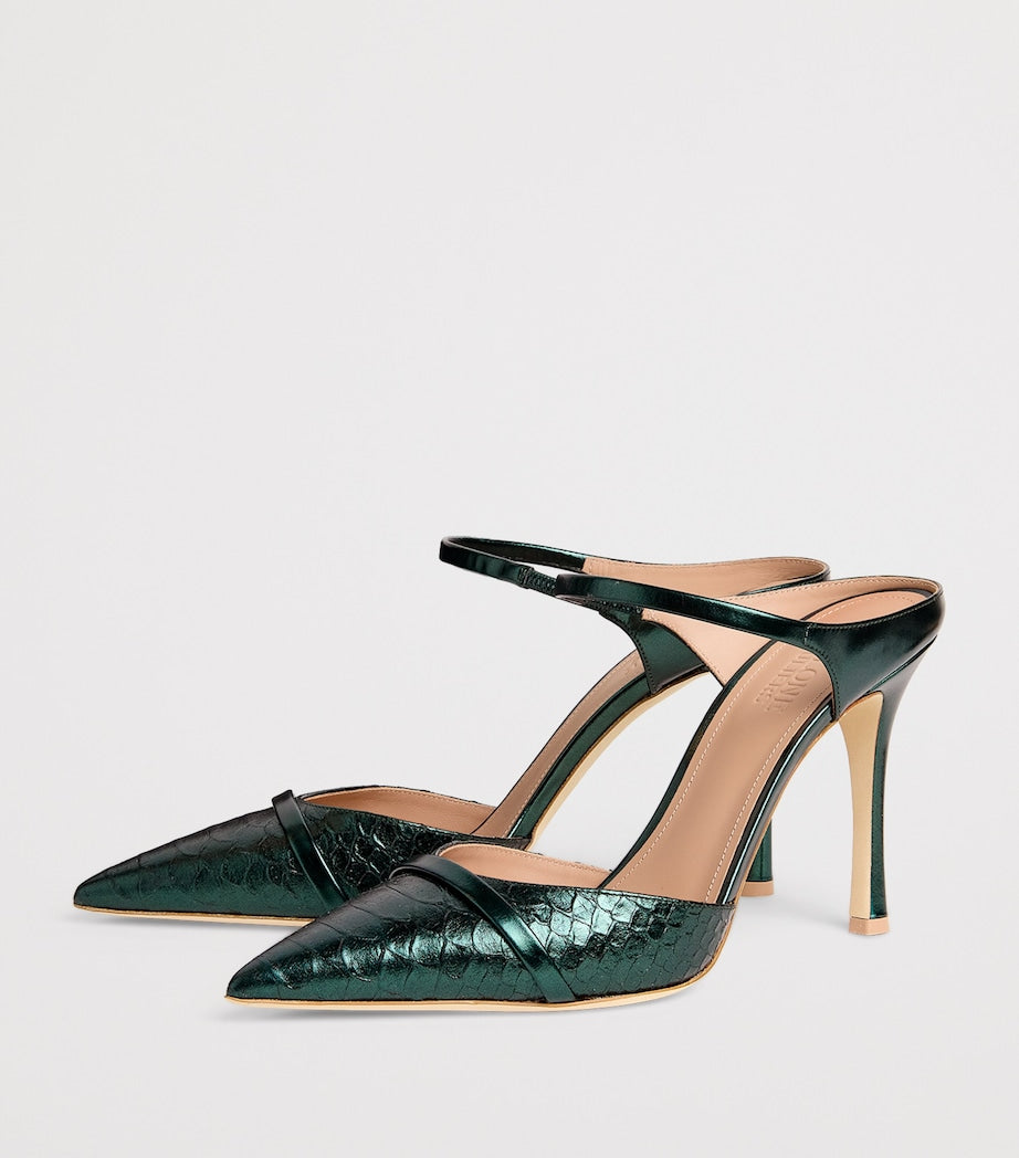 Malone Souliers Green Leather Crocodile-Effect Uma Pumps 90