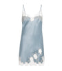 Carine Gilson Blue Silk Lace-Trim Short Slip Dress