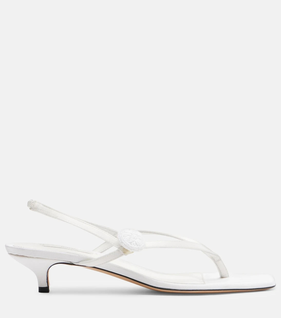 Toteme - Floral-appliqué satin slingback sandals