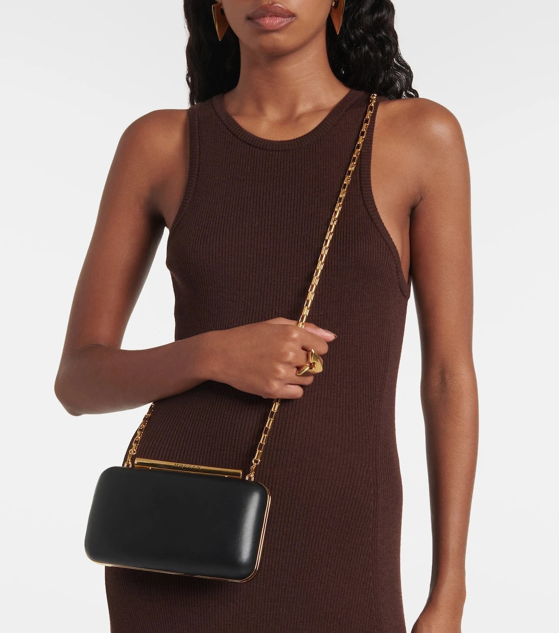 McQueen - T-Bar leather box clutch