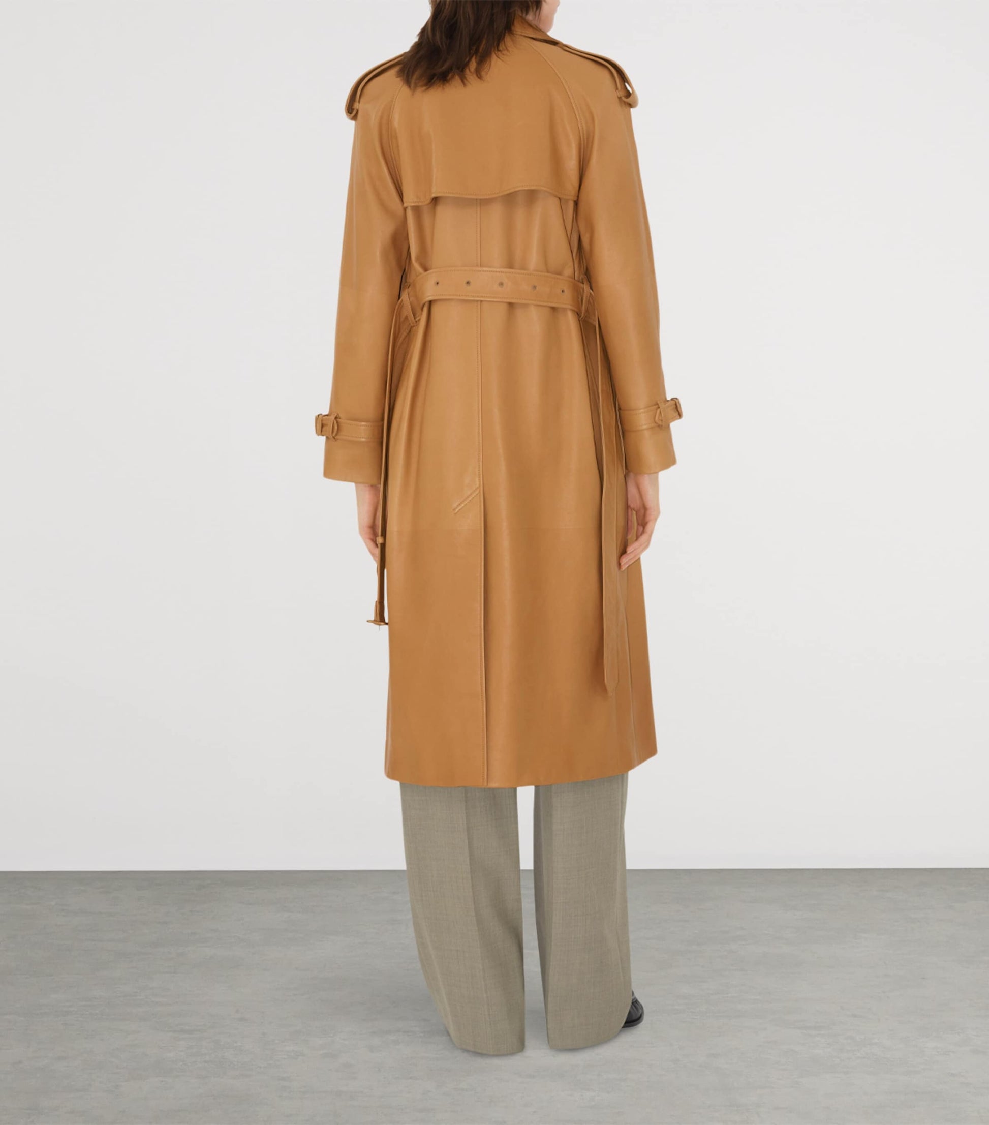 Plongé Leather Castelford Long Trench Coat