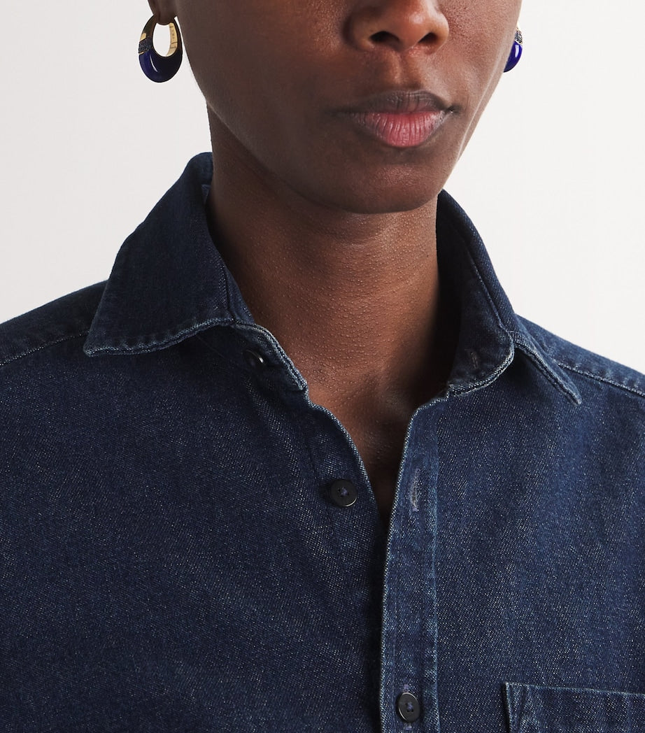 Yellow Gold, Lapis and Sapphire Bernadette Oval Earrings