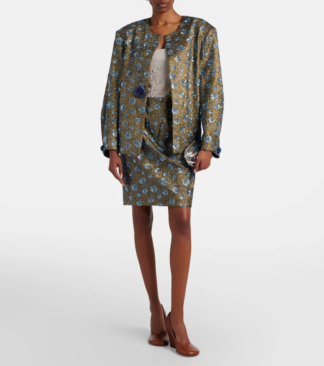 Jacques Wei - Floral sequined oversized jacket